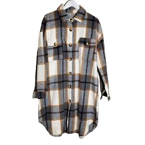 #70 BOUTIQUE LARGE Oversized Shacket Cozy Comfy Jacket Shirt Plaid Flannel